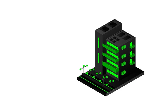Smart City Intelligent Building Isometric Vector Concept Modern Smart City — Stock Vector