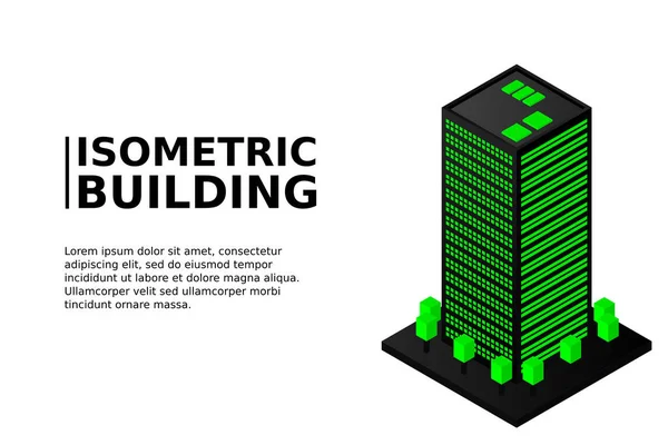 Smart City Oder Intelligentes Isometrisches Gebäudevektorkonzept Moderne Gebäude Für Intelligente — Stockvektor