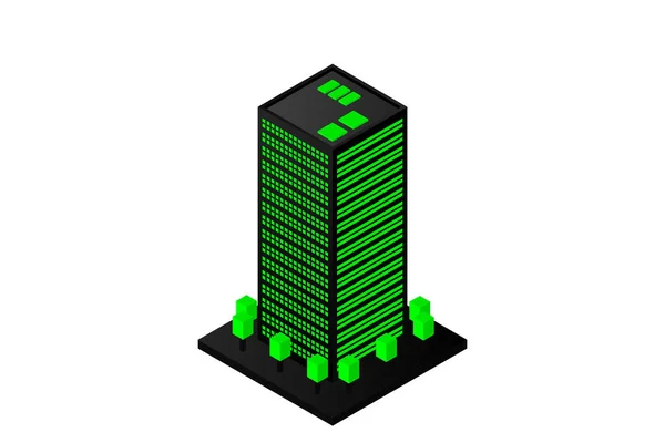 Smart City Oder Intelligentes Isometrisches Gebäudevektorkonzept Moderne Gebäude Für Intelligente — Stockvektor
