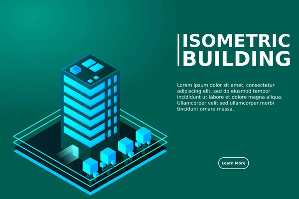 Smart City Oder Intelligentes Isometrisches Gebäudevektorkonzept Moderne Gebäude Für Intelligente — Stockvektor