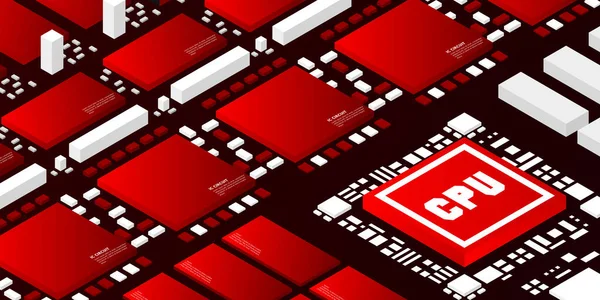 Papan Sirkuit Berteknologi Tinggi Pcb Printed Dengan Prosesor Microchip Dan - Stok Vektor