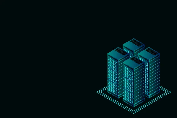 Sala Servidores Isométrica Datos Almacenamiento Nube Centro Datos Procesamiento Macrodatos — Archivo Imágenes Vectoriales