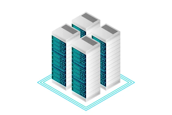 Isometric 클라우드 스토리지 데이터 데이터 데이터 컴퓨팅 일러스트 — 스톡 벡터