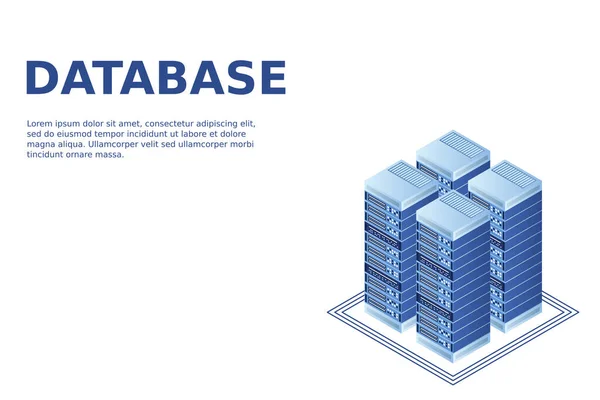 Serverraum Isometrisch Cloud Speicherdaten Rechenzentrum Big Data Verarbeitung Und Computing — Stockvektor