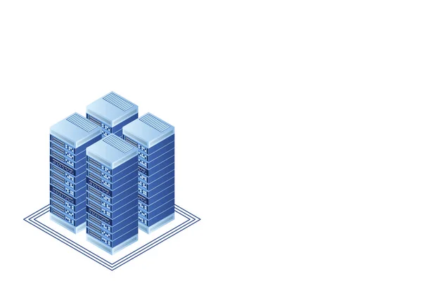 Sala Server Isometrica Cloud Storage Data Data Center Big Data — Vettoriale Stock