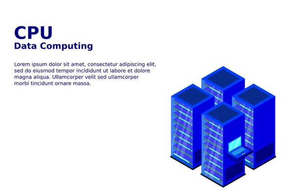 Data Center Cloud Database Concept Big Data Processing Center Hosting — Archivo Imágenes Vectoriales