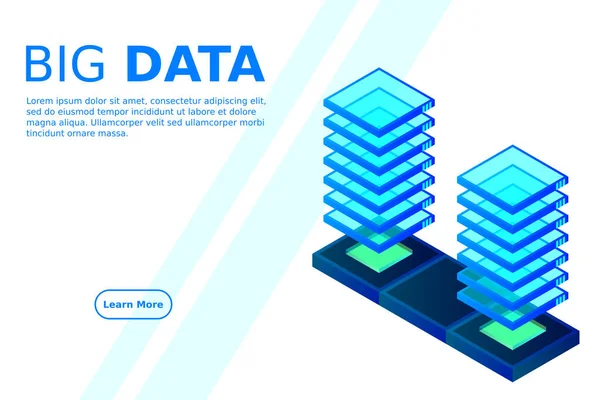 Server Room Isometric Vector Futuristic Technology Data Protection Processing Networking — Stock Vector