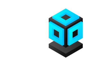 Sunucu. Dijital uzay. Veri deposu. Veri merkezi. Büyük randevu. Kavramsal çizim, veri akışı. İzometrik vektör çizimi. Üç Boyut