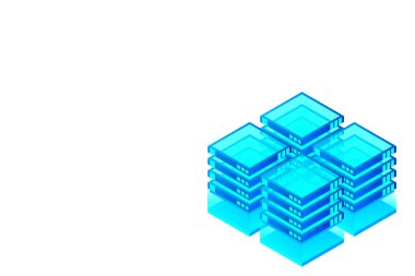 Isometric Dijital Teknoloji Web Afişi. Büyük Veritabanı Öğrenme Algoritması. Analiz ve Bilgi. Büyük Veri Erişim Depolama Bilgi Yönetimi ve Analizi.