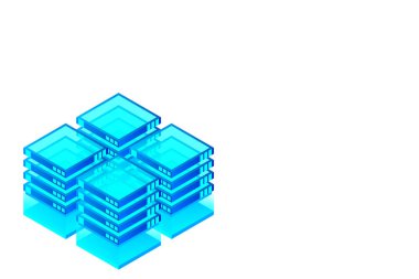 Isometric Dijital Teknoloji Web Afişi. Büyük Veritabanı Öğrenme Algoritması. Analiz ve Bilgi. Büyük Veri Erişim Depolama Bilgi Yönetimi ve Analizi.