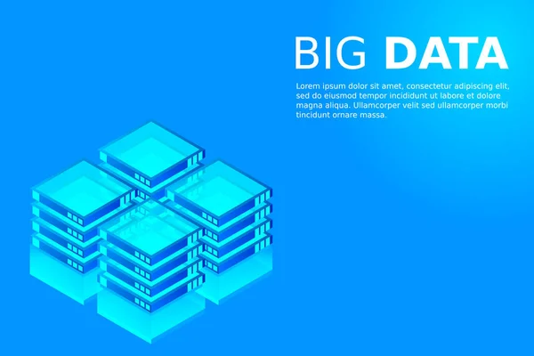 等距数字技术网页横幅 Big Data机器学习算法 分析和信息 大数据存取存储分发信息管理与分析 — 图库矢量图片
