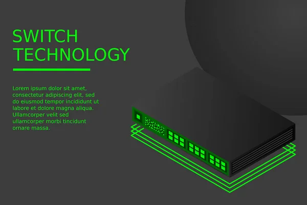 Isometrische Schakelaar Met Link Port Vector Illustratie — Stockvector