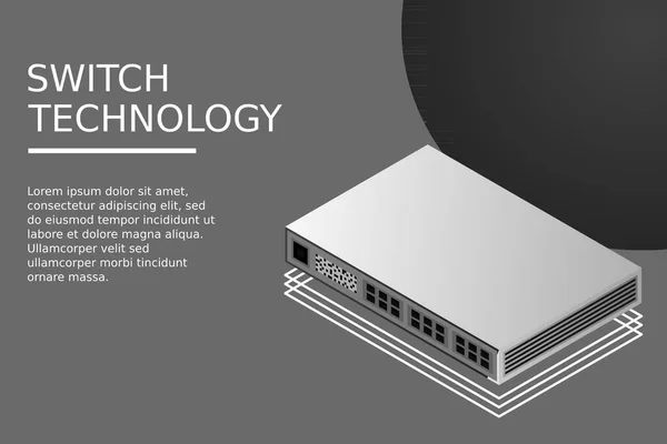 具有上联端口矢量图解的等距开关 — 图库矢量图片