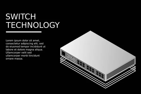 リンクアップ付きアイソメトリックスイッチポートベクトルイラスト — ストックベクタ