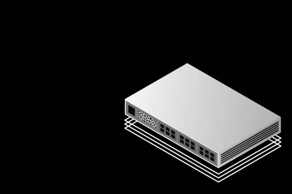 具有上联端口矢量图解的等距开关 — 图库矢量图片