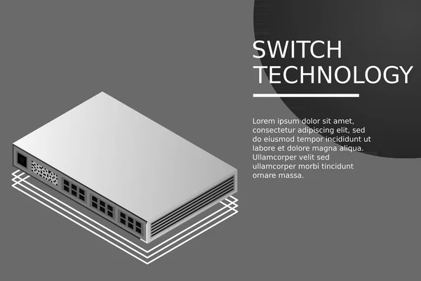 Isometrisk Switch Med Upplänk Portvektor Illustration — Stock vektor