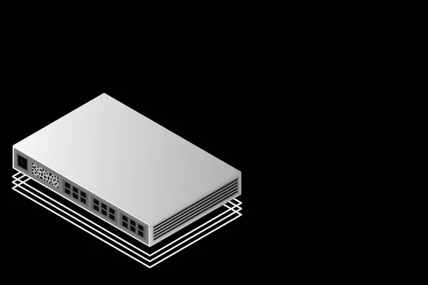 Isometrische Schakelaar Met Link Port Vector Illustratie — Stockvector