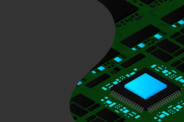 Placa Circuito Impreso Pcb Electrónico Alta Tecnología Con Procesador Microchips — Archivo Imágenes Vectoriales