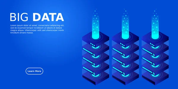 ユーザーデータをサーバーに転送します データホスティング データフロー データストレージ サーバーだ デジタル空間 データセンター ビッグデータ 技術だ 概念図 — ストックベクタ