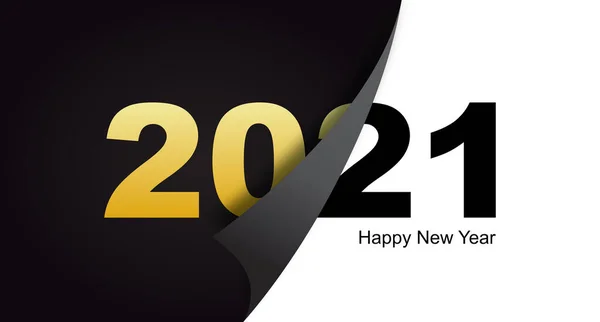 2021 Mutlu Yıllar Yazısıyla Yazılmış Mutlu Yıllar Tatili Afişi Minimalist — Stok Vektör