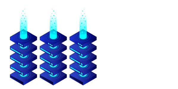 Mainframe Powered Server High Tech Concept Datacenter Cloud Data Opslag — Stockvector