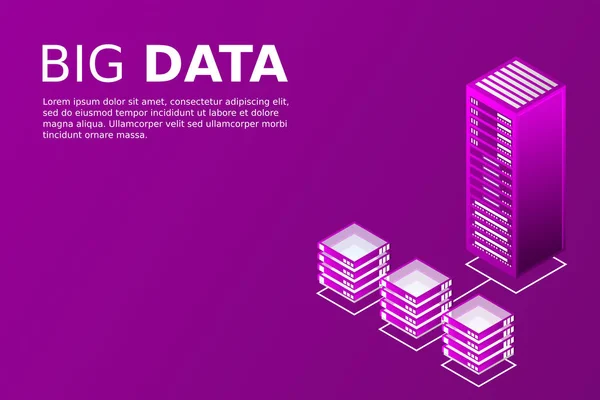 Mainframe Angetriebener Server High Tech Konzept Rechenzentrum Cloud Datenspeicherung Isometrische — Stockvektor