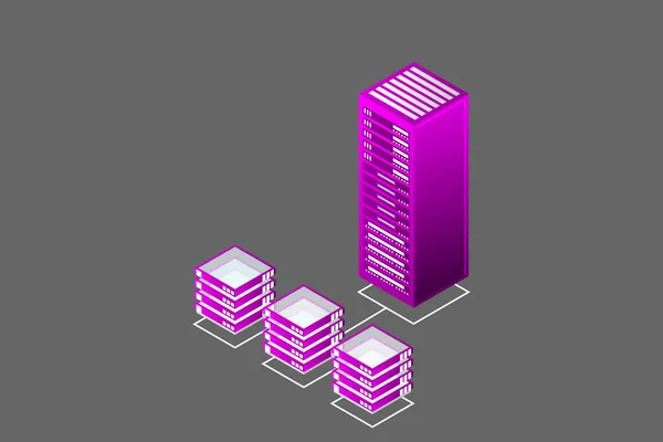 Mainframe Serveur Alimenté Concept Haute Technologie Centre Données Stockage Données — Image vectorielle