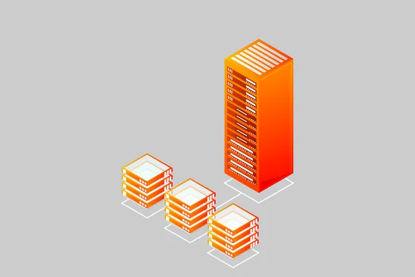 Mainframe Servidor Alimentado Concepto Alta Tecnología Centro Datos Almacenamiento Datos — Archivo Imágenes Vectoriales