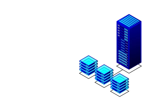 초저주파 데이터 클라우드 데이터 스토리지 Isometric Vector Illustration Background — 스톡 벡터