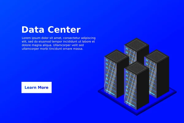 Serverraum Isometrisch Cloud Speicherdaten Rechenzentrum Big Data Verarbeitung Und Computing — Stockvektor