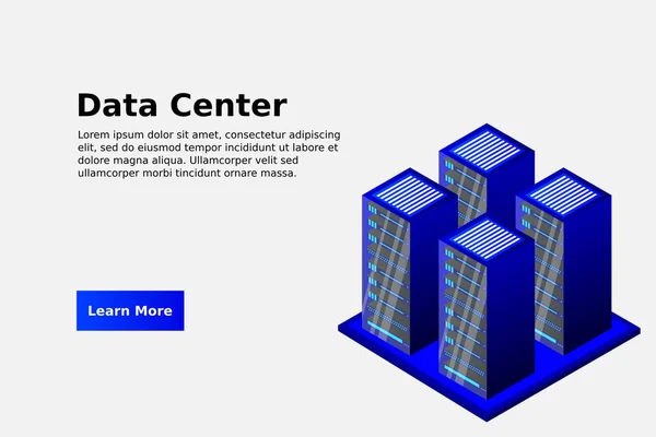 Serverraum Isometrisch Cloud Speicherdaten Rechenzentrum Big Data Verarbeitung Und Computing — Stockvektor