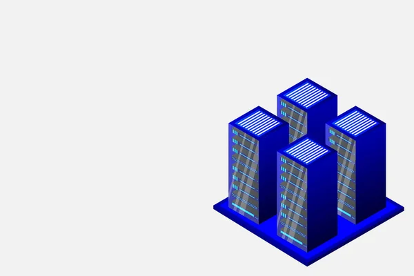 Серверная Изометрическая Облачные Данные Хранения Данных Центр Обработки Данных Технология — стоковый вектор