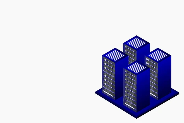 Sunucu Odası Izometrik Bulut Depolama Verisi Veri Merkezi Büyük Veri — Stok Vektör