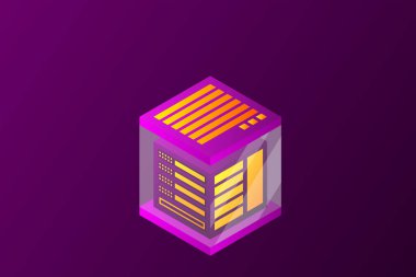 Veri merkezi, sunucu odası. Bulut depolama, veri transferi ve veri işleme kavramı.