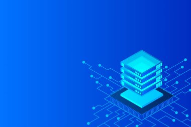 Isometric Dijital Teknoloji Web Afişi. Büyük Veritabanı Öğrenme Algoritması. Analiz ve Bilgi. Büyük Veri Erişim Depolama Bilgi Yönetimi ve Analizi.