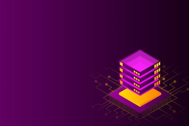 Isometric Dijital Teknoloji Web Afişi. Büyük Veritabanı Öğrenme Algoritması. Analiz ve Bilgi. Büyük Veri Erişim Depolama Bilgi Yönetimi ve Analizi.