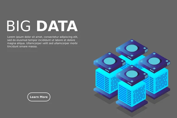 Isometric Digital Technology Web Banner Inglês Big Data Machine Learning — Vetor de Stock