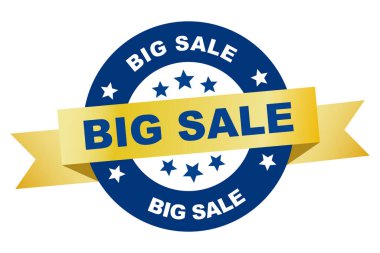 Büyük indirim kurdelesi. Büyük indirim tabelası. Büyük indirim. Vektör illüstrasyonu