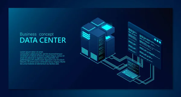 Concepto Centro Procesamiento Big Data Centro Datos Isométrico Diseño Vectores — Vector de stock