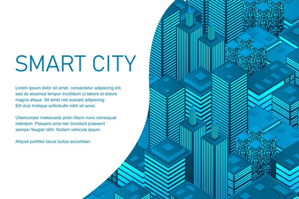 Isomica Città Futuristica Con Grattacieli Tecnologia Smart City Business Vita — Vettoriale Stock