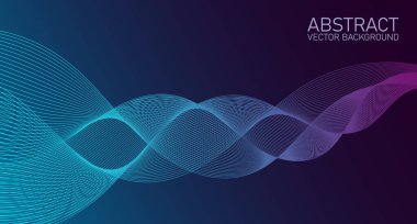 Teknoloji, dijital, bilim, müzik kavramları için dinamik dalgalar akan vektör dalgaları. Soyut renkli çizgiler vektör arkaplanı. Renk arkaplan illüstrasyonu