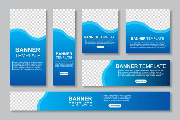 Conjunto Banners Web Design Moderno Modelo Com Lugar Para Fotos — Vetor de Stock