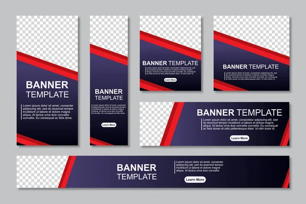 Conjunto Banners Web Design Moderno Modelo Com Lugar Para Fotos — Vetor de Stock