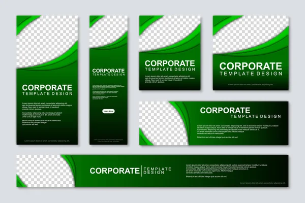 Conjunto Banners Web Design Moderno Modelo Com Lugar Para Fotos — Vetor de Stock