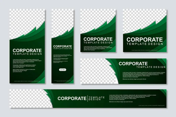 Conjunto Banners Web Design Moderno Modelo Com Lugar Para Fotos — Vetor de Stock