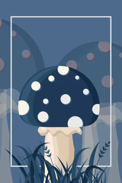 Cogumelos Mágicos Isolados Cogumelo Com Relva Ilustração Vetorial — Vetor de Stock