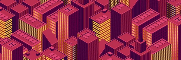 Isometrische Futuristische Darstellung Des Stadtvektors Isometrische Urbane Megalopolis Ansicht Der — Stockvektor