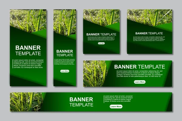 Conjunto Banners Web Design Moderno Modelo Com Lugar Para Fotos — Vetor de Stock