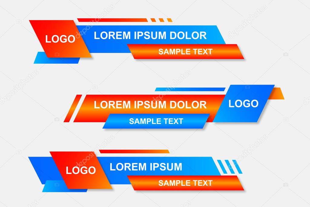 Modern stylish lower third banner template design. Graphic set of Broadcast News Lower Thirds Banner for Television. Vector video headline title
