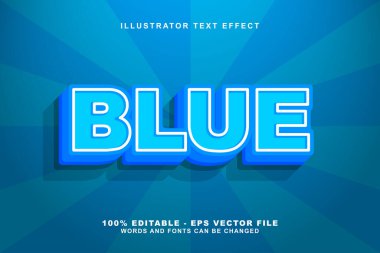 Mavi, 3D düzenlenebilir metin efekti mavi kademe. Kalın yazı tipi kavramlı şablon. Premium Vektörü
